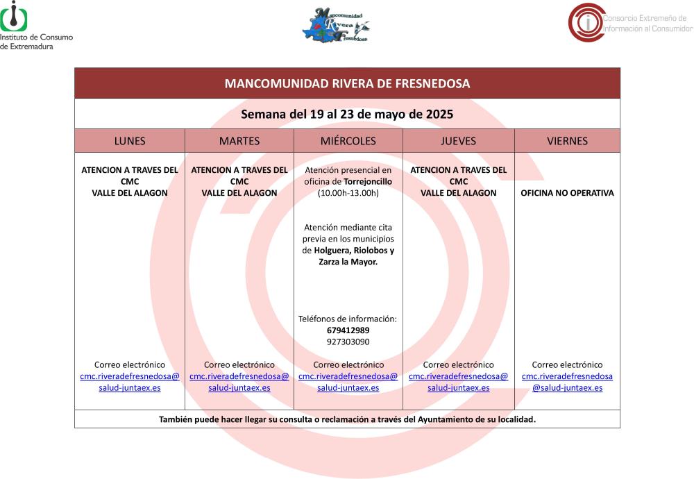 Imagen Oficina de Consumo – Semana del 19 al 23 de mayo de 2025