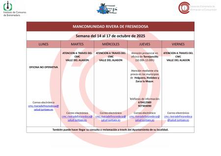 Imagen Oficina de Consumo – Semana del 14 al 17 de octubre de 2025