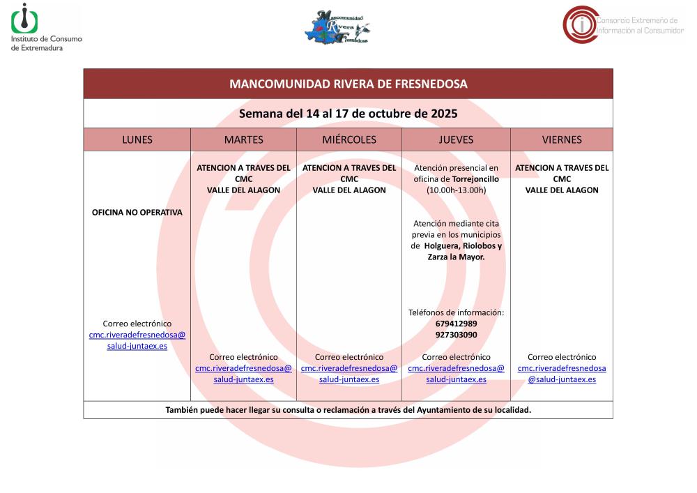 Imagen Oficina de Consumo – Semana del 14 al 17 de octubre de 2025