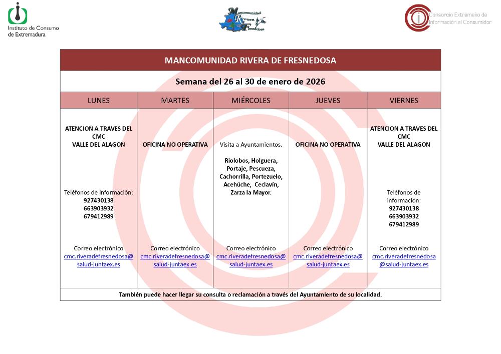 Imagen Oficina de Consumo – Semana del 26 al 30 de enero de 2026