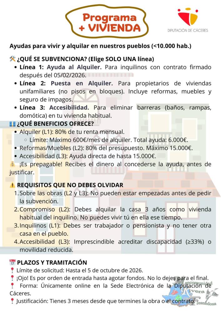 Imagen ¿¿ PROGRAMA + VIVIENDA – AYUDAS PARA TORREJONCILLO-VALDENCIN