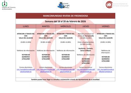 Imagen Oficina de Consumo – Semana del 16 al 20 de febrero de 2026