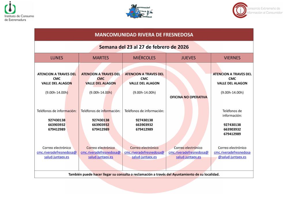Imagen Oficina de Consumo – Semana del 23 al 27 de febrero de 2026