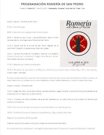 Imagen 13 de Abril - Programación de la Romeria de San Pedro en Torrejoncillo.
