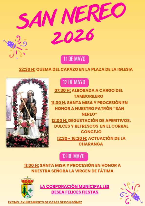 Imagen Del 11 al 13 de Mayo - PROGRAMACIÓN SAN NEREO 2026 Casas de Don Gómez.