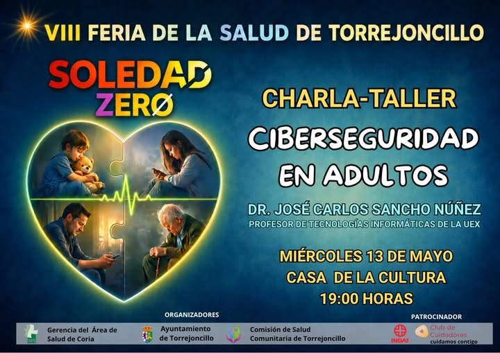 Imagen 15 de Mayo - CHARLA-TALLER · CIBERSEGURIDAD EN ADULTOS.
