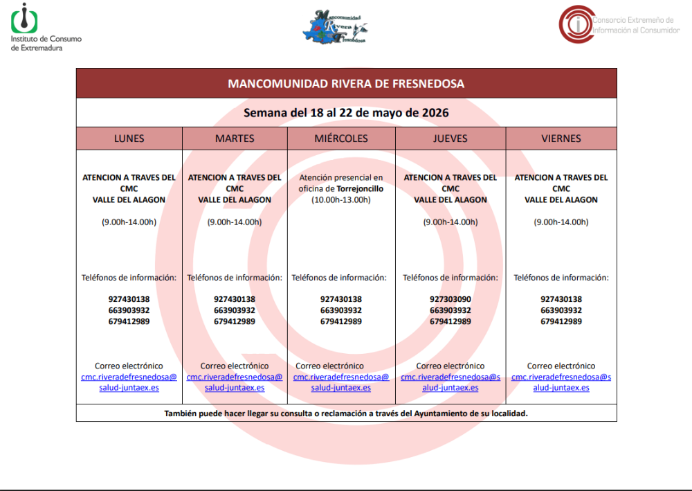 Imagen Oficina de Consumo – Semana del 18 al 22 de mayo de 2026.