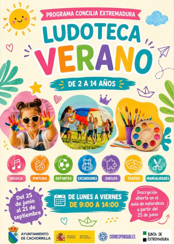 Imagen Programa Concilia Extremadura. Ludoteca verano en Cachorrilla