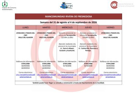 Imagen Oficina de Consumo – Semana del 31 de agosto al 4 de septiembre 2026