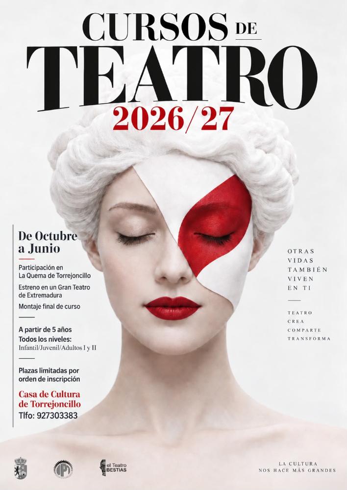 Imagen CURSOS DE TEATRO 2026/27 – UNIVERSIDAD POPULAR DE TORREJONCILLO